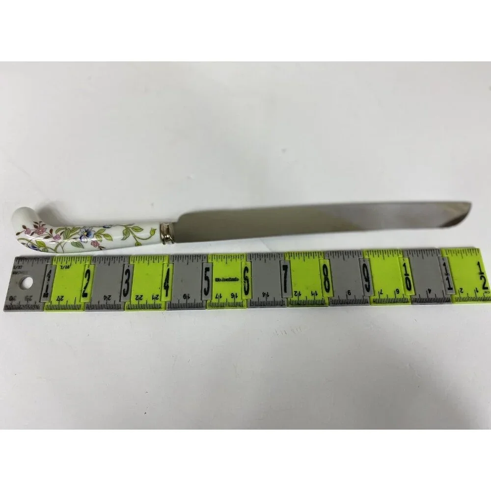 Prill Sheffield England Floral Cornflower Porcelain Handled Stainless Cake Knife